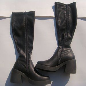 Madden Girl Lax Platform Black Tall Stretch Boots